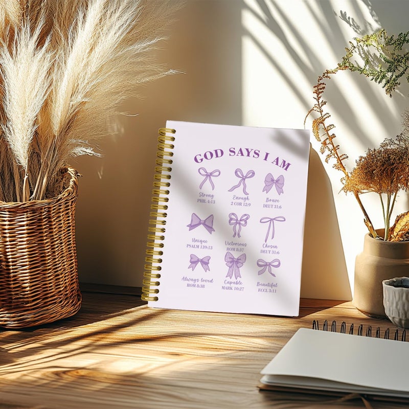 THDSE Bible Journal for Women, Christian Prayer Journal Pureple Notebook Gifts for Teen Girls Kids Women, Back To School Bible Study Supplies，Coquette Preppy Bows Cute Church Faith Journaling Hardcover Spiral Notebook 5.5 X 8.3 - Image 5